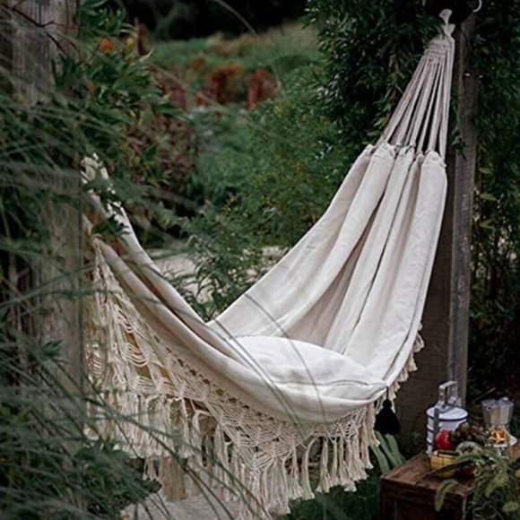Free People Boho Large White Swing Bed Hammock - Picture 3 of 8
